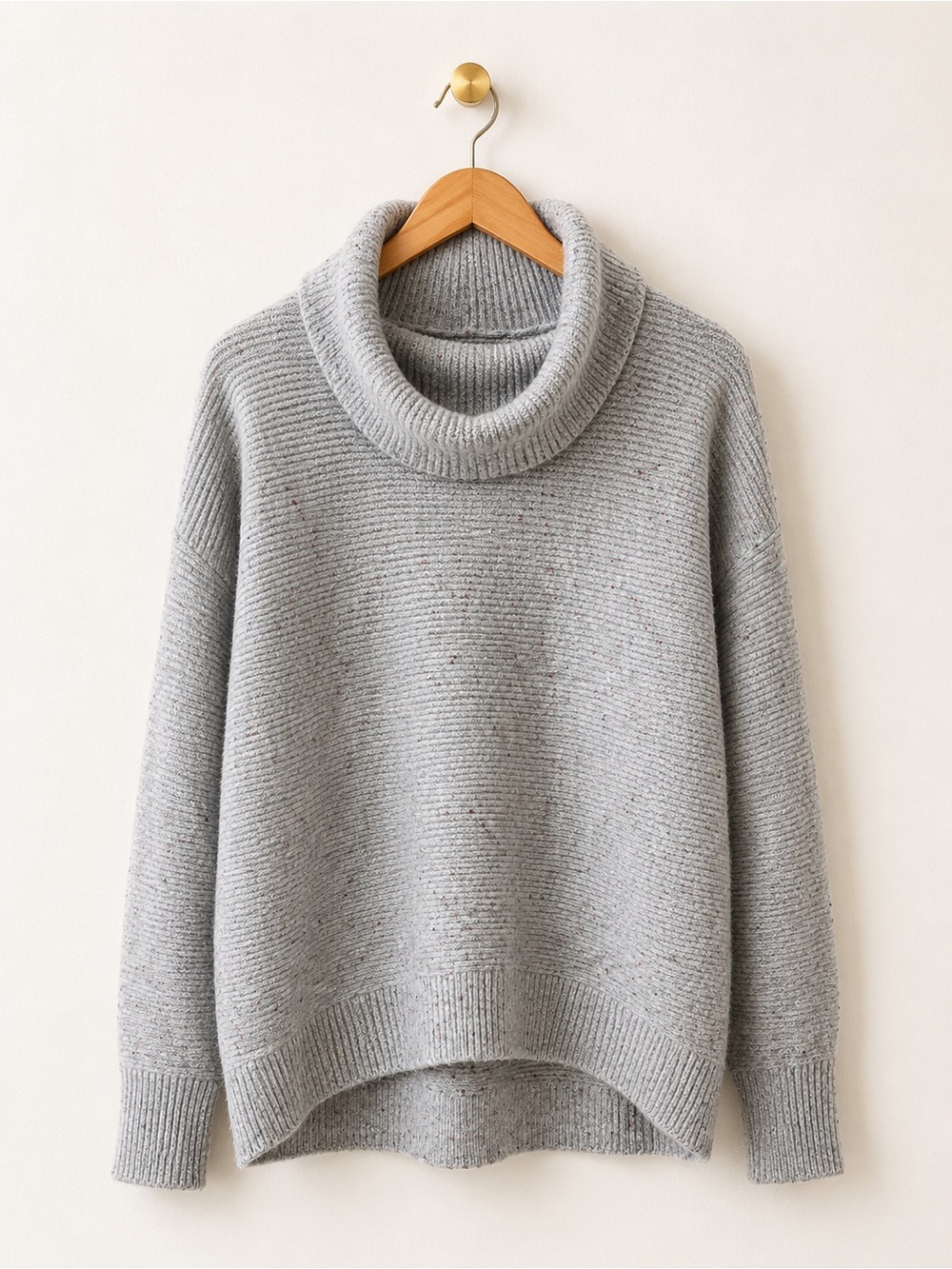 LOFT Gray Speckled Cowl Neck Sweater Size Large